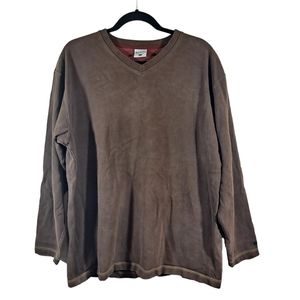 Columbia Brown Long Sleeve V Neck Shirt Pullover Men's Size Large